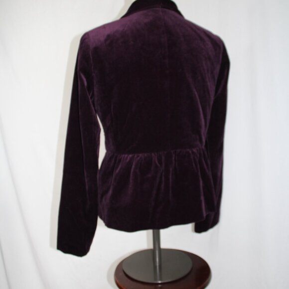 J. CREW Women's Purple Eggplant Velvet Button Up Peplum Blazer Jacket Size 8 - Picture 9 of 11
